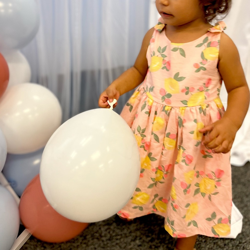 Summer Pink Lemon Patterned Dress